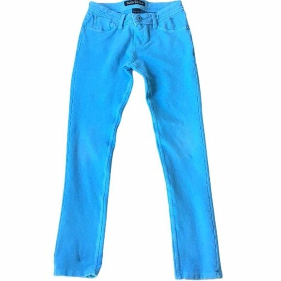 Vanilla Star Girls Neon Blue Stretch Jeans Kids 10 - Picture 1 of 3